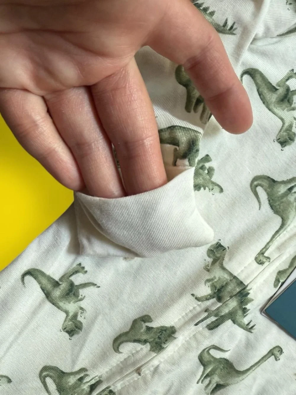 Baby Dinosaur Print Footed One-Piece with Hat - White & Green